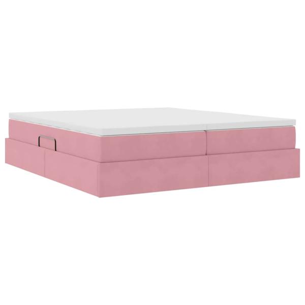 Aufbewahrungsbett mit Matratze Rosa 200 x 200 cm Samt