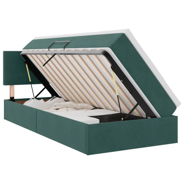 LED-Speicherbett mit Matratze Dunkelgrün 100 x 200 cm Samt
