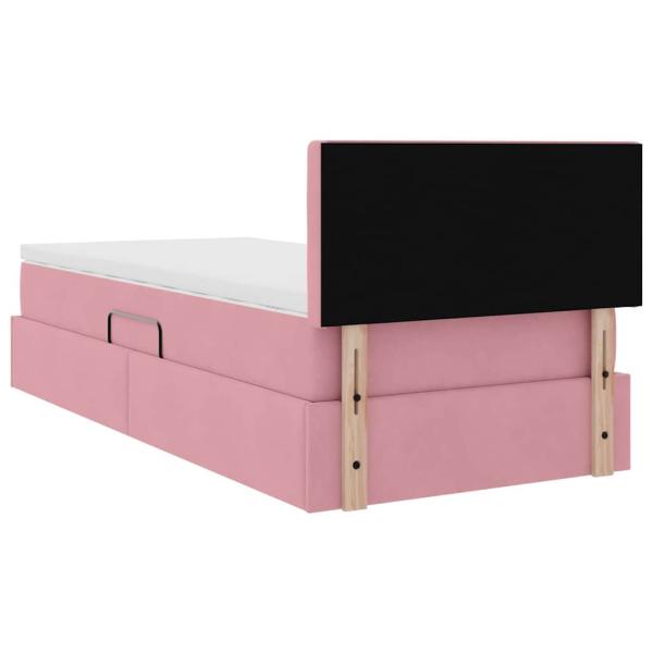 Bett mit Stauraum und LED mit Matratze Rosa 100 x 200 cm Samt