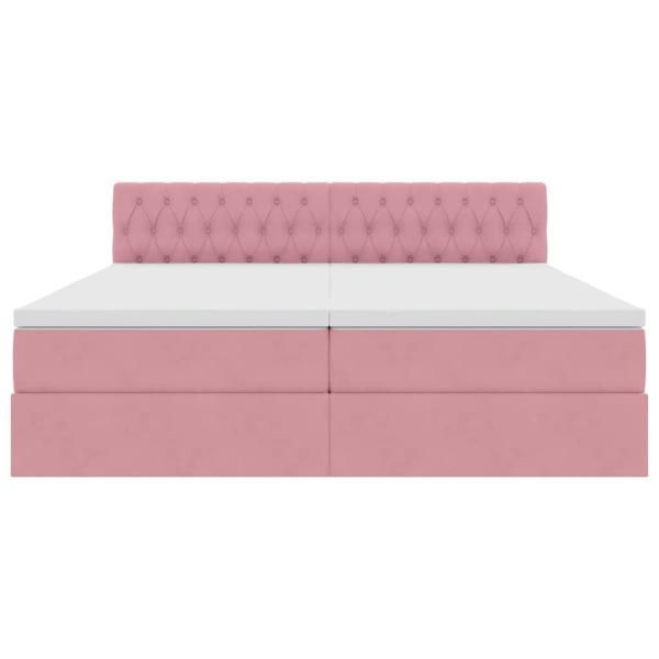 Bett mit LED-Lichtleisten mit Kopfteil Rosa 200 x 200 cm Samt