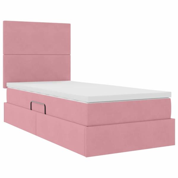 Aufbewahrungsbett mit Matratze Rosa 100 x 200 cm Samt