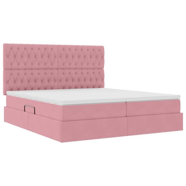 Aufbewahrungsbett mit Kopfteil Rosa 200 x 200 cm Samt