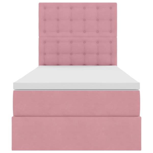 Bett mit Stauraum und LED mit Matratze Rosa 100 x 200 cm Samt