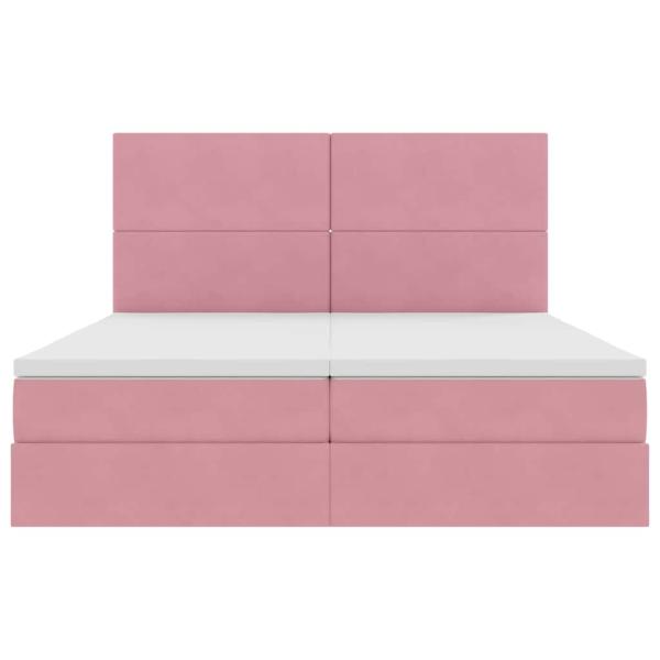 Bett mit LED-Lichtleisten mit Kopfteil Rosa 200 x 200 cm Samt