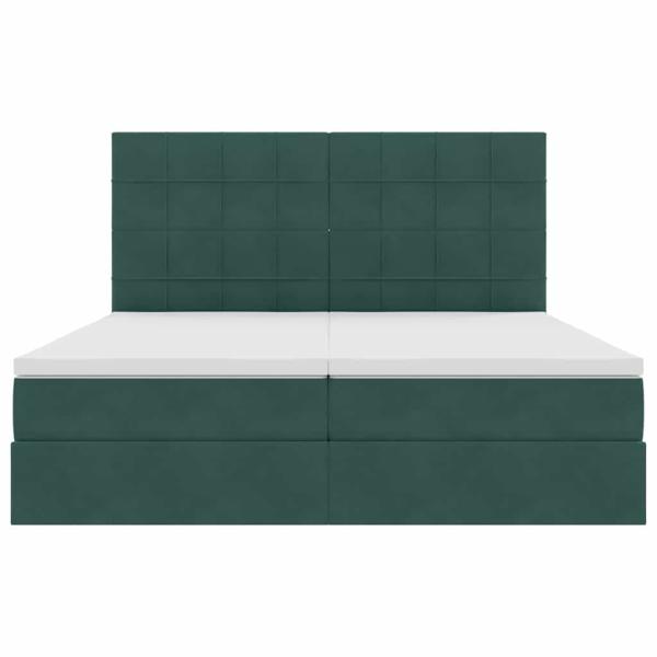 Bett mit LED-Lichtleisten Dunkelgrün 200 x 200 cm Samt