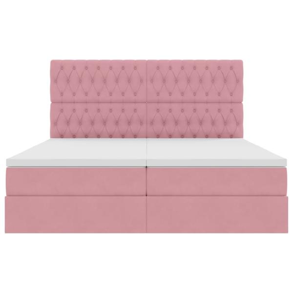 Bett mit LED-Lichtleisten mit Kopfteil Rosa 200 x 200 cm Samt