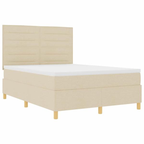 Boxspringbett mit Matratze Creme 140 x 190 cm Stoff