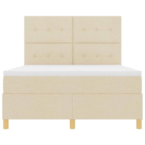 Boxspringbett mit Matratze Creme 140 x 190 cm Stoff