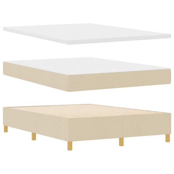 Boxspringbett mit Matratze Creme 140 x 190 cm Stoff