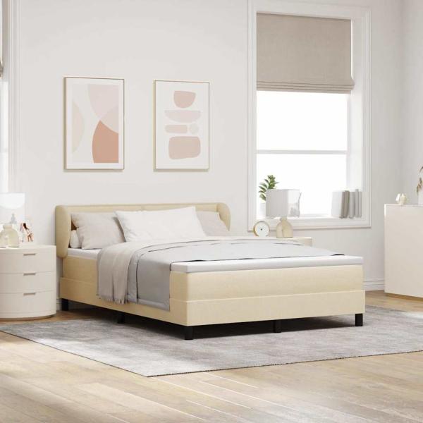 ARDEBO.de - Boxspringbett mit Matratze Creme 140 x 190 cm Stoff