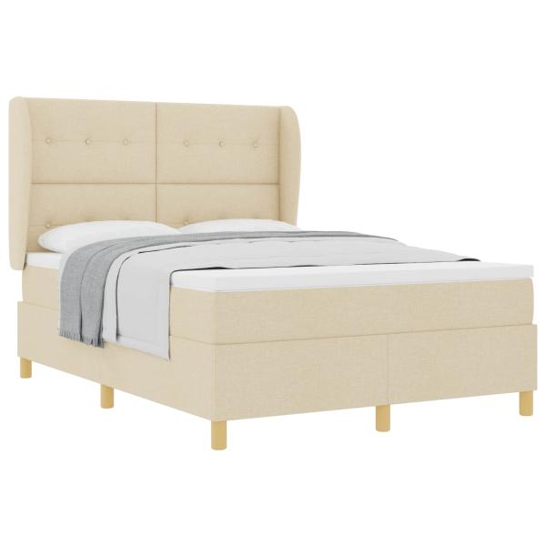 Boxspringbett mit Kopfteil Creme 190 x 140 cm Stoff