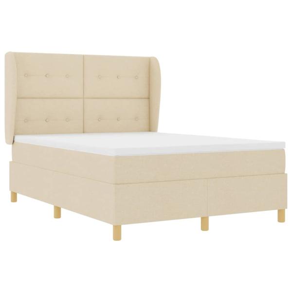 Boxspringbett mit Kopfteil Creme 190 x 140 cm Stoff