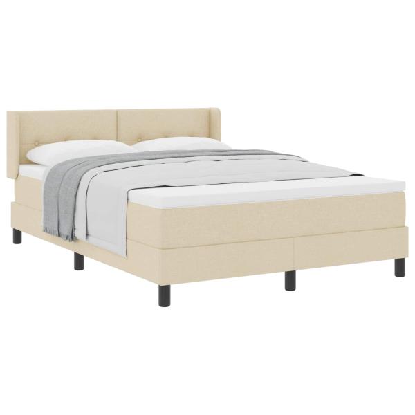 Boxspringbett mit Kopfteil Creme 190 x 140 cm Stoff