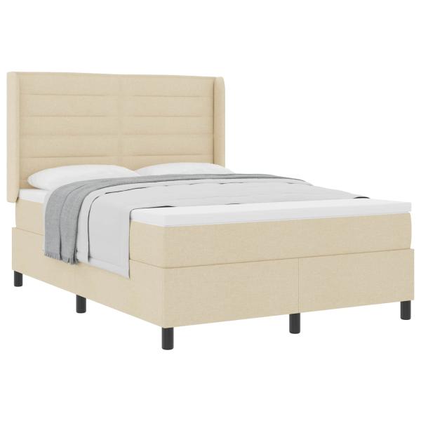 Boxspringbett mit Matratze Creme 140 x 190 cm Stoff
