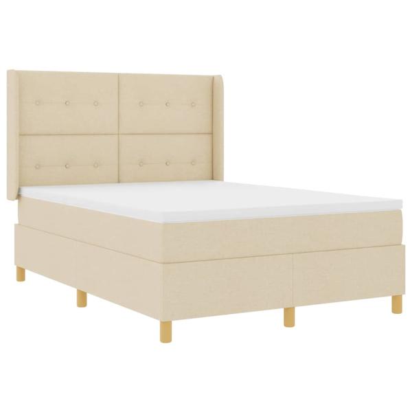 Boxspringbett mit Kopfteil Creme 140 x 190 cm Stoff