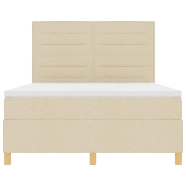 LED Boxspringbett mit Matratze Creme 140 x 190 cm Stoff