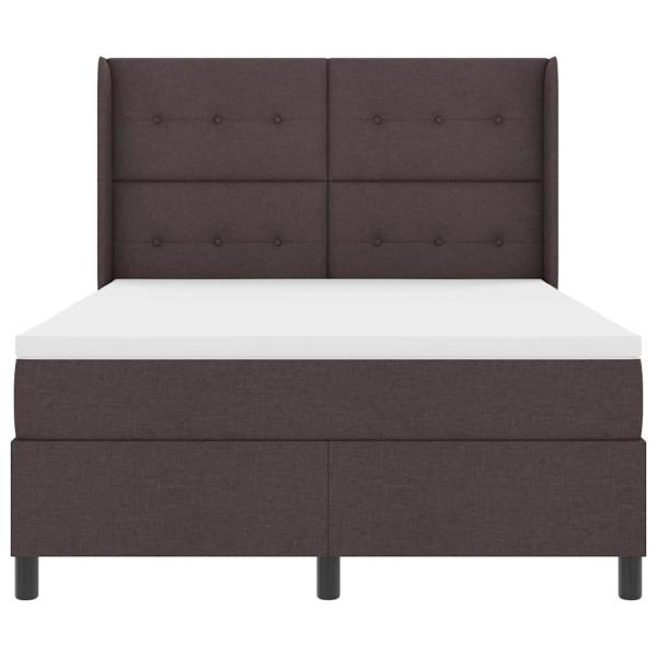 LED Boxspringbett mit Matratze Dunkelbraun 140 x 190 cm Stoff
