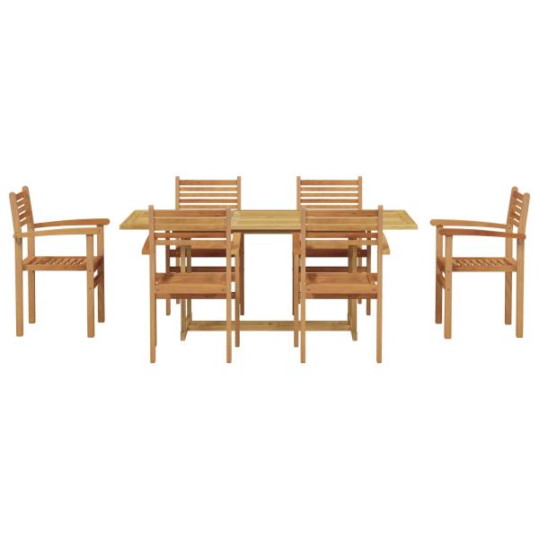 Garten Essgruppe 7 pcs Braun Massivholz Teak