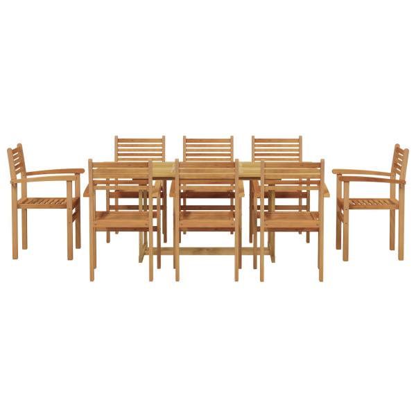 Garten Essgruppe 9 pcs Braun Massivholz Teak