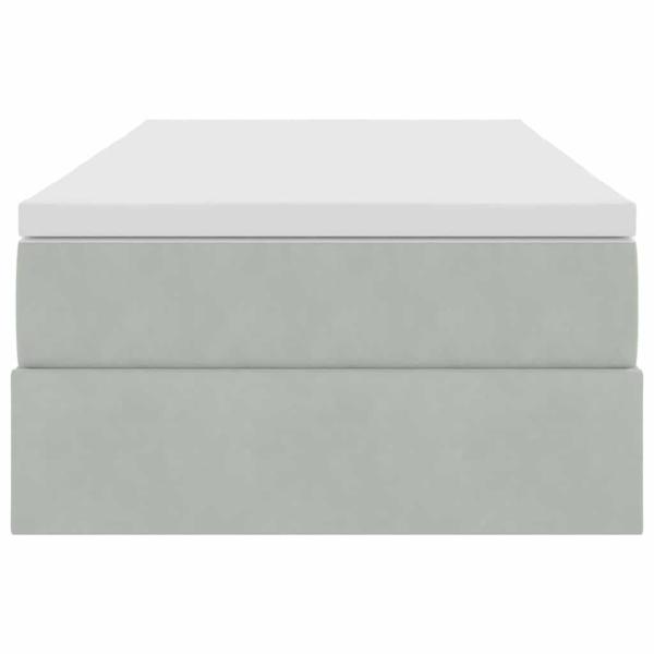 Aufbewahrungsbett mit Matratze Hellgrau 90 x 190 cm Samt