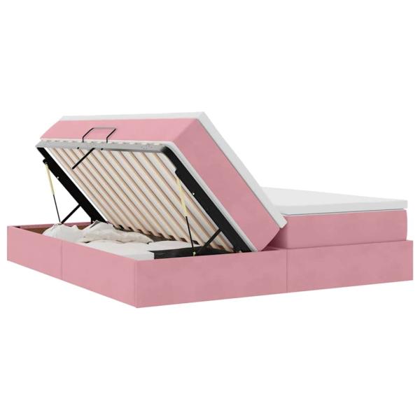 Aufbewahrungsbett mit Matratze Rosa 180 x 200 cm Samt