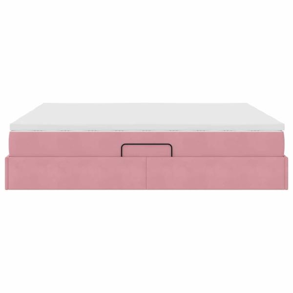 Aufbewahrungsbett mit Matratze Rosa 180 x 200 cm Samt