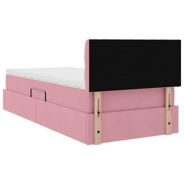 Bett mit Stauraum und LED mit Matratze Rosa 90 x 190 cm Samt