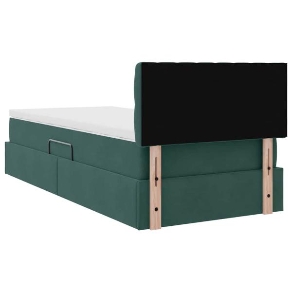 Bett mit Stauraum und LED mit LED Dunkelgrün 90 x 200 cm Samt