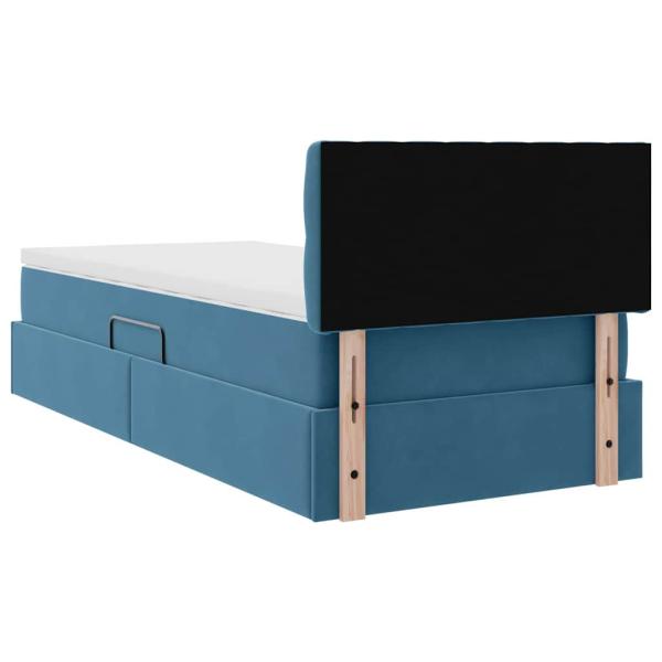 Bett mit Stauraum und LED mit LED Dunkelblau 90 x 200 cm Samt