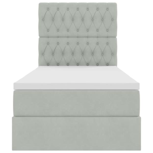 Aufbewahrungsbett mit Matratze Hellgrau 90 x 190 cm Samt