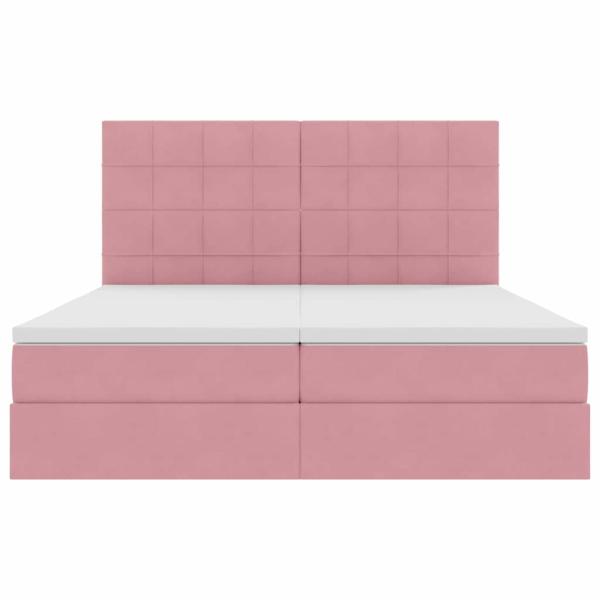 Aufbewahrungsbett mit Matratze Rosa 180 x 200 cm Samt