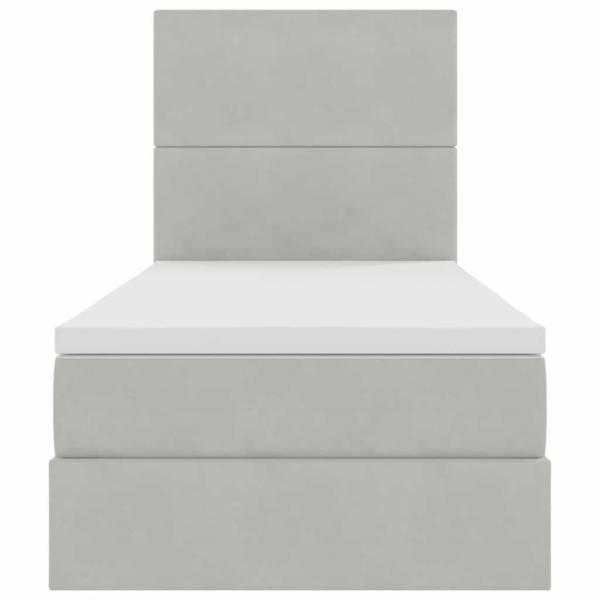 Bett mit Stauraum und LED mit LED Hellgrau 90 x 190 cm Samt