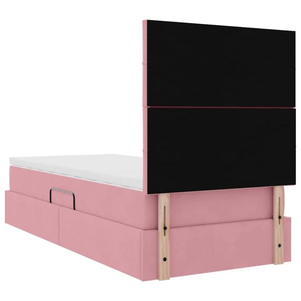 Bett mit Stauraum und LED mit Matratze Rosa 90 x 200 cm Samt