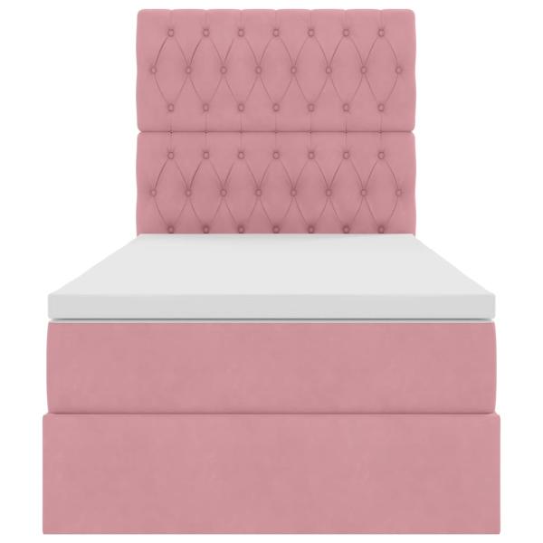 Bett mit Stauraum und LED mit Matratze Rosa 90 x 200 cm Samt