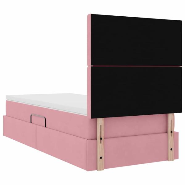 Bett mit Stauraum und LED mit Matratze Rosa 90 x 200 cm Samt