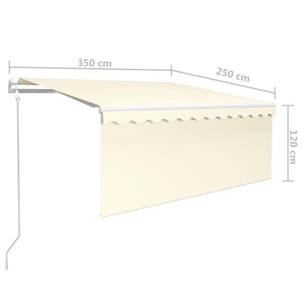 Markise Automatisch mit Rollo LED Windsensor 3,5x2,5m Creme