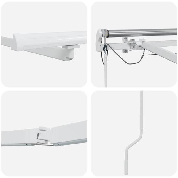 Markisenrahmen mit LED-Lichtleisten Weiß 350 x 250 cm Aluminium
