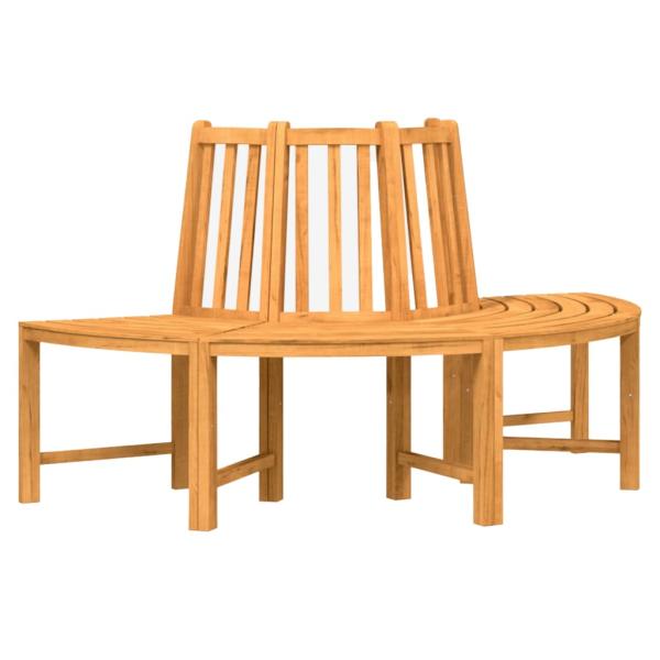 Baumbänke 2 Stk. Halbrund Ø160 cm Massivholz Teak