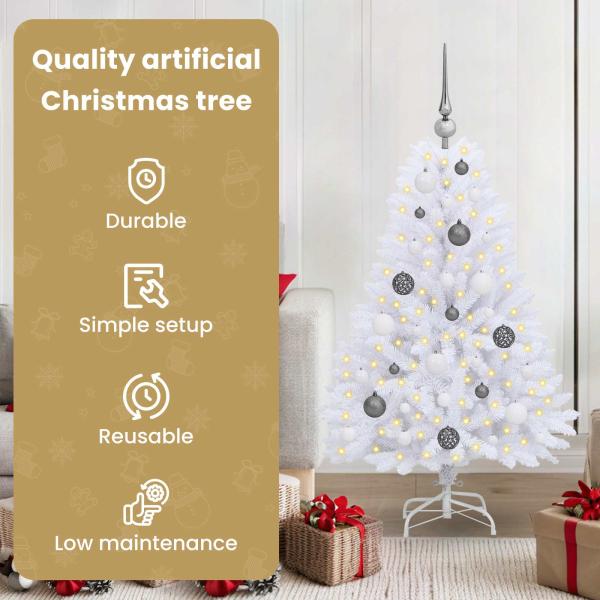 Künstlicher Weihnachtsbaum Weiß 68 x 68 x 120 cm PVC und Metall