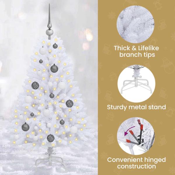 Künstlicher Weihnachtsbaum Weiß 68 x 68 x 120 cm PVC und Metall
