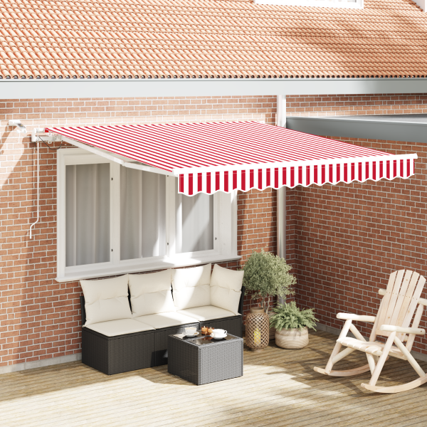 Einziehbare Markise Rot und Weiß 350 x 250 cm