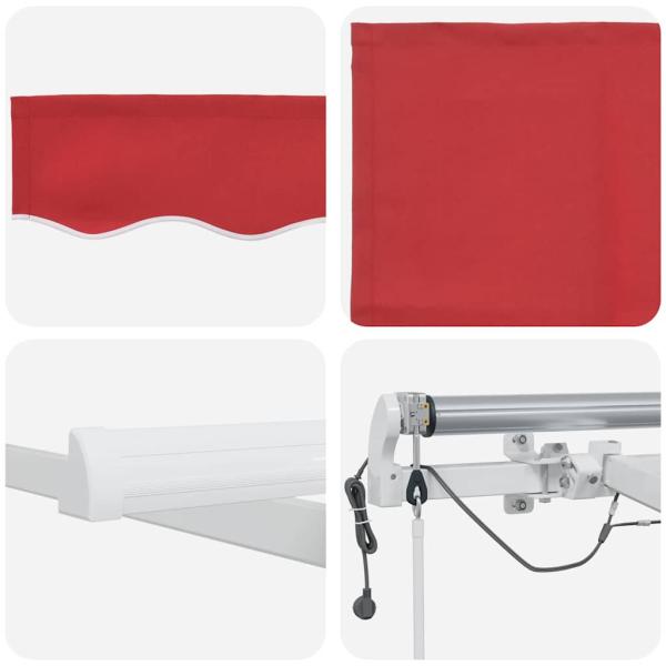Einziehbare Markise Rot 350 x 250 cm Polyester und Metall