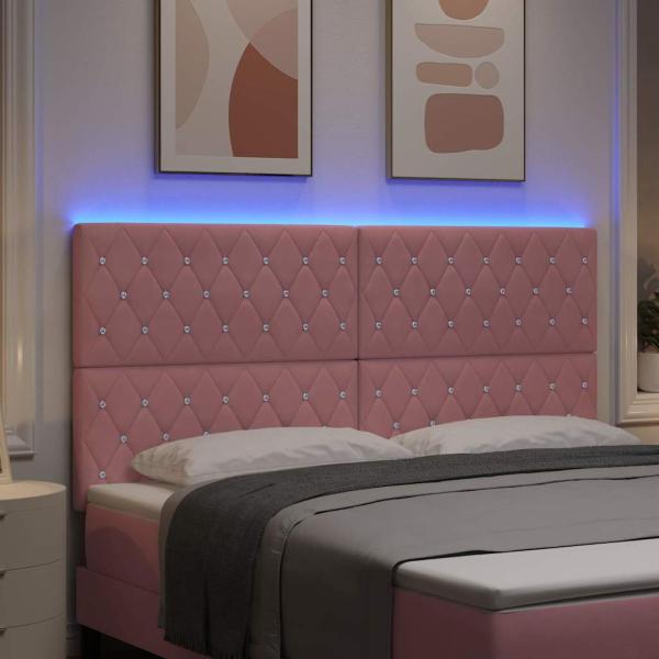 LED Kopfteil mit LED-Lichtleisten Rosa 180 cm Polyester