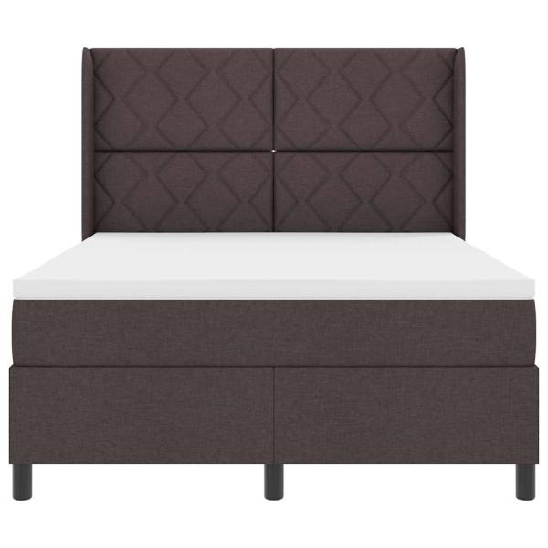 LED Boxspringbett mit Matratze Dunkelbraun 160 x 200 cm Stoff