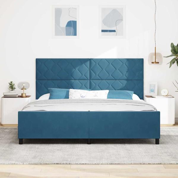 Boxspringbett mit Kopfteil Dunkelblau 200 x 200 cm Samt