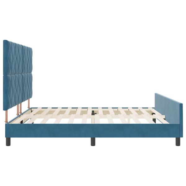 Boxspringbett mit Kopfteil Dunkelblau 200 x 200 cm Samt
