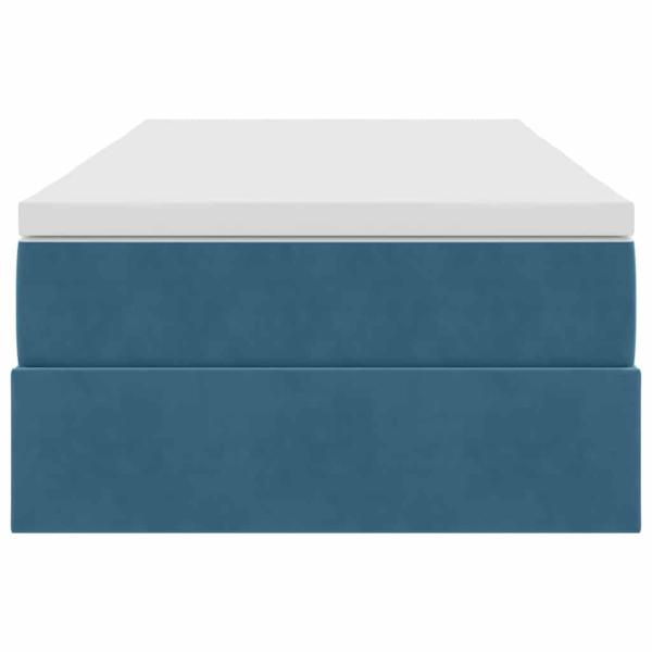 Aufbewahrungsbett mit Matratze Dunkelblau 100 x 200 cm Samt