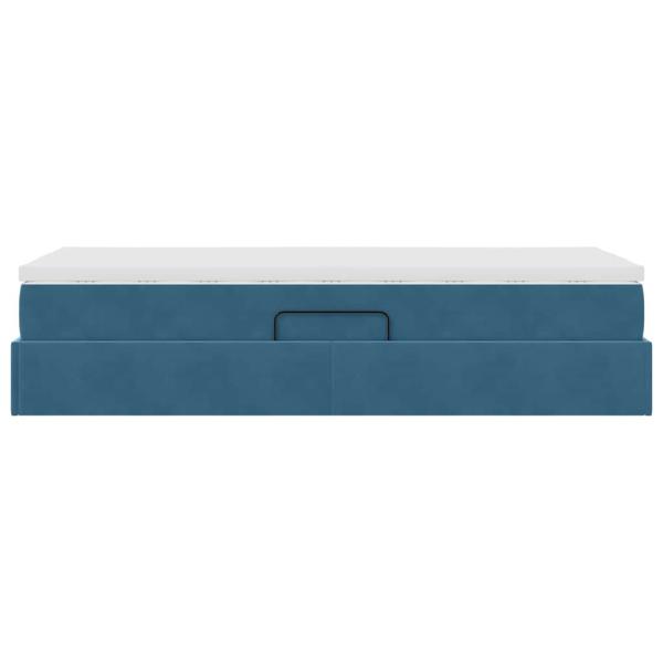 Aufbewahrungsbett mit Matratze Dunkelblau 100 x 200 cm Samt