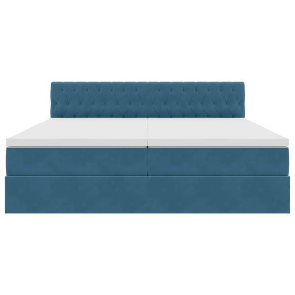 Bett mit LED-Lichtleisten Dunkelblau 200 x 200 cm Samt