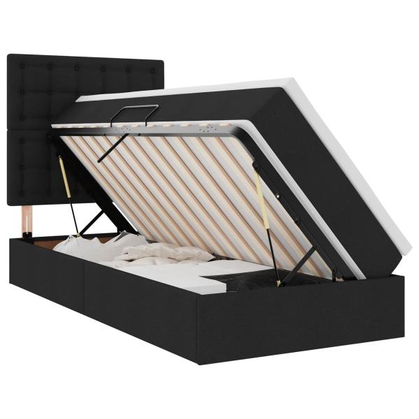 ARDEBO.de - Aufbewahrungsbett mit Matratze Schwarz 90 x 200 cm Polyester